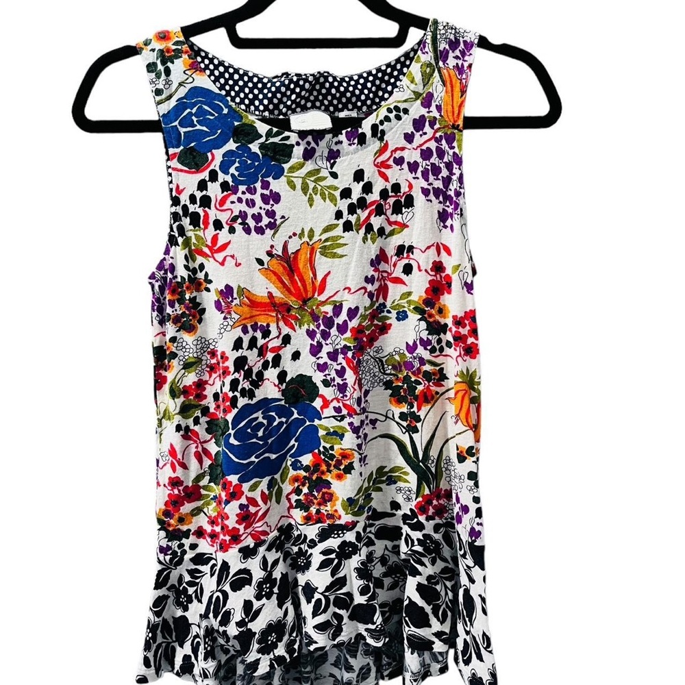 Anthropologie 9 H.I.S. Sleeveless Floral Tank Top w/ back tie. Size Large.